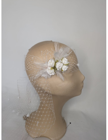 Custom White veil fascinator - Bridal Hats & Fascinators - 1