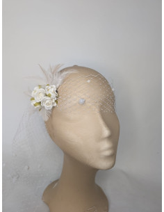 Custom White veil fascinator - Bridal Hats & Fascinators - 1 2