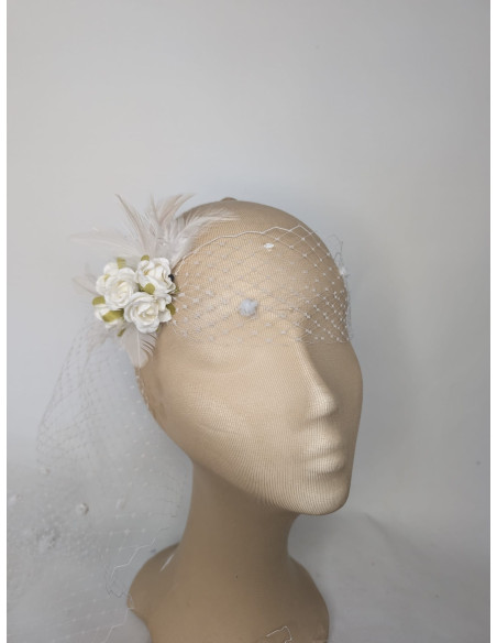 Custom White veil fascinator - Bridal Hats & Fascinators - 2