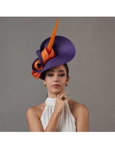Purple and Orange Kentucky derby hat for woman - Wedding hats for women - 1