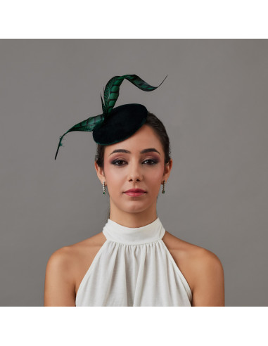 Elegant dark green wedding guest percher hat - Wedding hats for women - 1