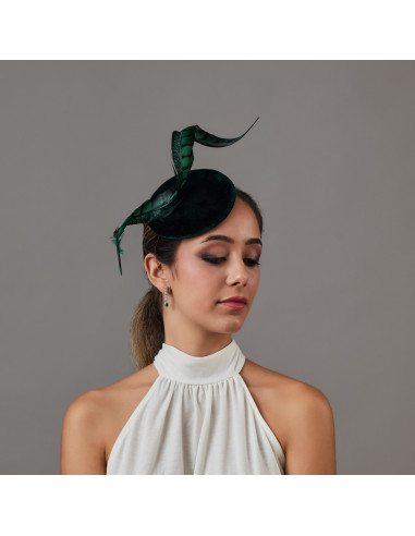 Elegant dark green wedding guest percher hat - Wedding hats for women - 3