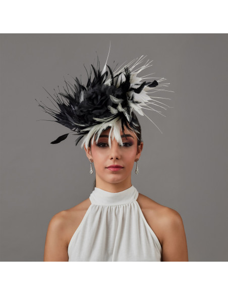 Women Royal Ascot races hat black and white - Wedding hats for women - 1