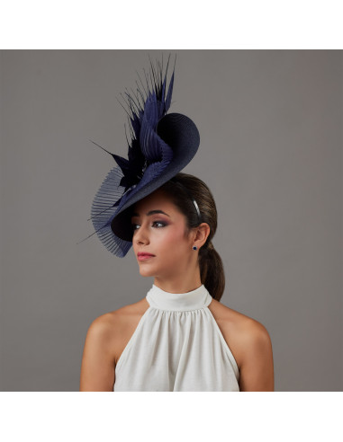 Navy blue Kentucky Derby fascinator hat for woman - Wedding hats for women - 4