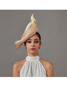 Elegant Beige and cream ladies Kentucky derby hat - Wedding hats for women - 1 2
