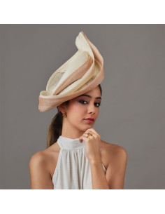 Elegant Beige and cream ladies Kentucky derby hat - Wedding hats for women - 1