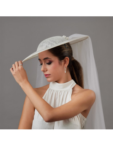 Special bride hat white with large veil - Shop - 9