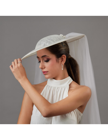 Special bride hat white with large veil - Shop - 9 Special bride hat white with large veil - Shop - 9