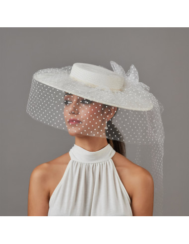 White bridal polka dot veil hat - Shop - 2