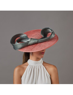 Elegant Grey and Nude pink Royal wedding hat for woman - Wedding hats for women - 1