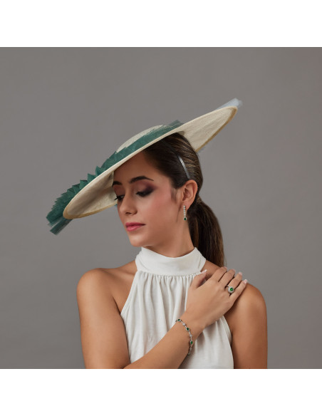 Cream and dark green hat for wedding guests - Wedding hats for women - 3 Cream and dark green hat for wedding guests - Wedding hats for women - 3
