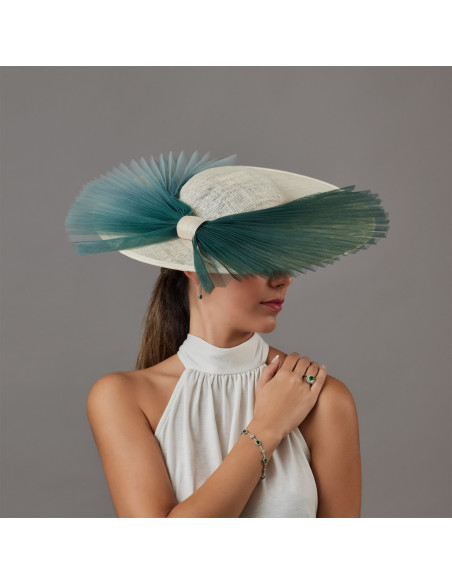 Cream and dark green hat for wedding guests - Wedding hats for women - 1