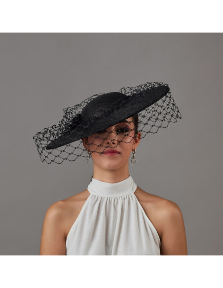 Black Kentucky derby hat with veil - Wedding hats for women - 1