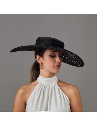 Black Royal Ascot hat with bow - Wedding hats for women - 1