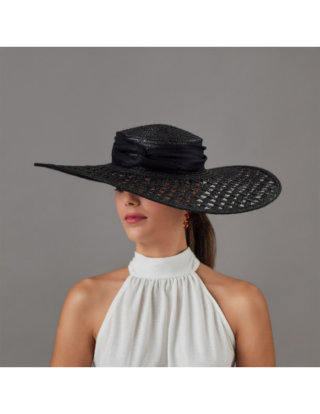 Black Royal Ascot hat with bow - Wedding hats for women - 2