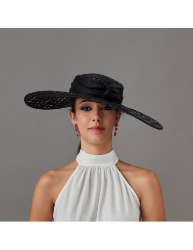 Black Royal Ascot hat with bow - Wedding hats for women - 3