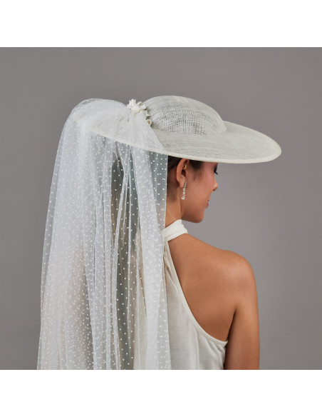 Sombrero de novia con velo plumeti blanco - Tienda - 4 Sombrero de novia con velo plumeti blanco - Tienda - 4