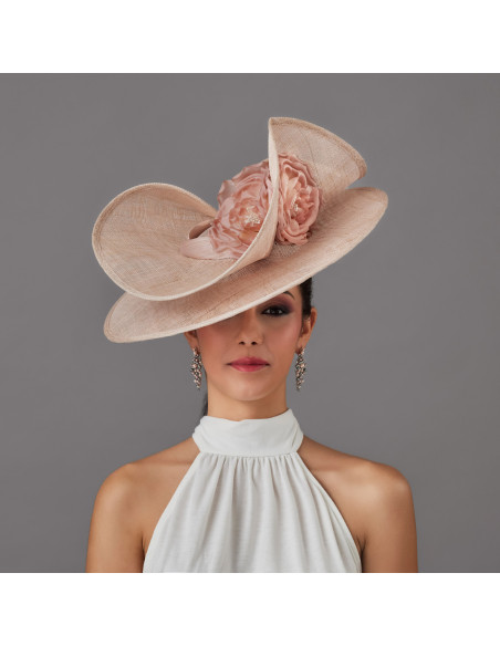 Ladies Kentucky Derby hat blush pink with flowers - Wedding hats for women - 3