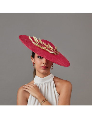 Elegant Gold and Red Ascot hat for woman - Wedding hats for women - 3