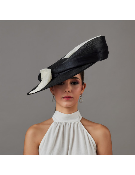 Elegant Kentucky Derby hat black and ivory - Wedding hats for women - 1