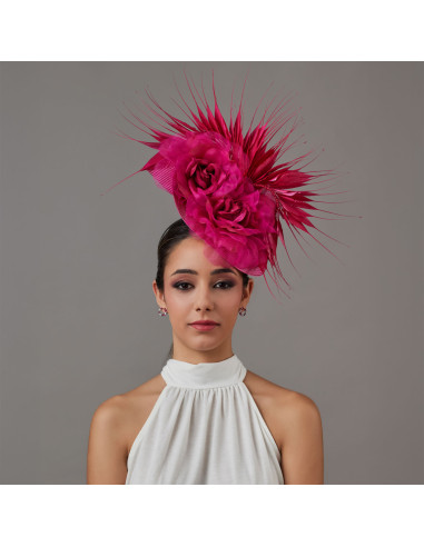 Original Kentucky derby hat pink with feathers - Wedding hats for women - 1