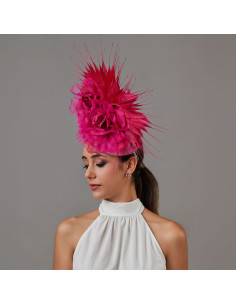 Original Kentucky derby hat pink with feathers - Wedding hats for women - 1 2