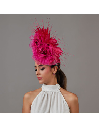 Original Kentucky derby hat pink with feathers - Wedding hats for women - 2