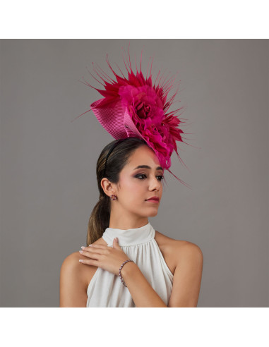 Original Kentucky derby hat pink with feathers - Wedding hats for women - 3