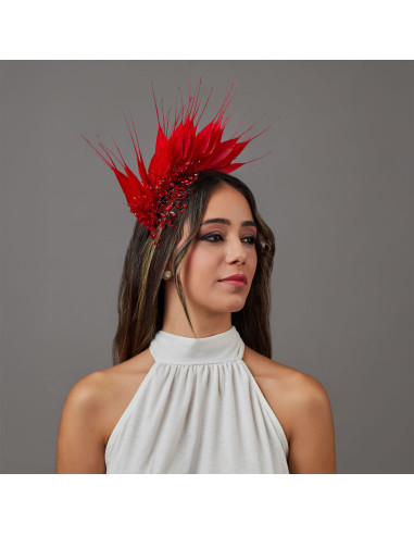 Lady Tea Party hat red with feather - Wedding hats for women - 2