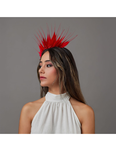 Lady Tea Party hat red with feather - Wedding hats for women - 4 Lady Tea Party hat red with feather - Wedding hats for women - 4