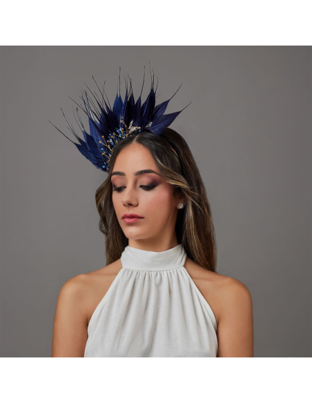 Navy blue beading woman cocktail hat embellishment - Wedding hats for women - 4 Navy blue beading woman cocktail hat embellishment - Wedding hats for women - 4