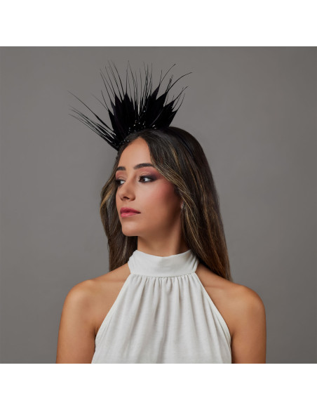 Black crystal beads wedding headband feather women - Wedding hats for women - 3 Black crystal beads wedding headband feather women - Wedding hats for women - 3