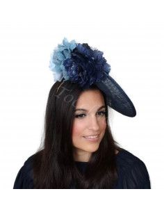 Blue fascinator hat with flowers - Wedding hats for women - 1 2