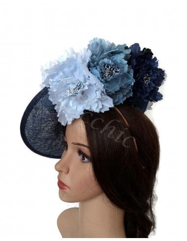 Blue fascinator hat with flowers - Wedding hats for women - 3