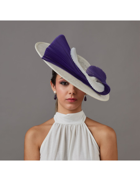 Elegant Purple and white Wedding hat - Wedding hats for women - 1