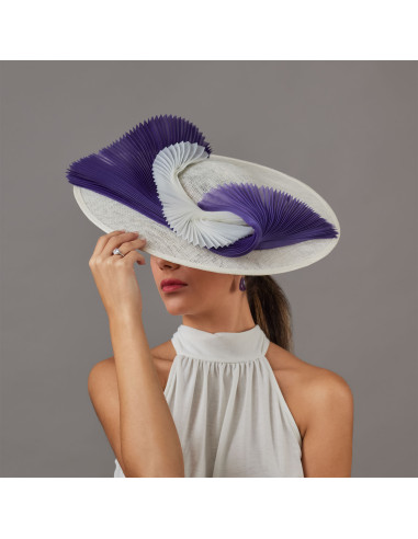 Elegant Purple and white Wedding hat - Wedding hats for women - 2