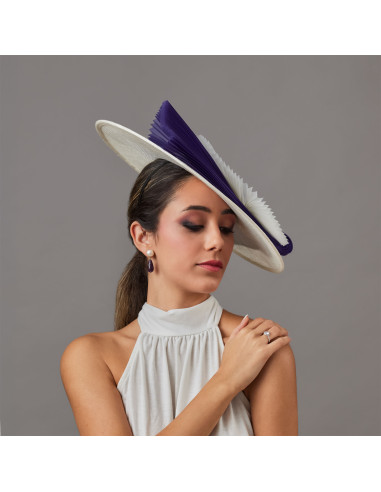 Elegant Purple and white Wedding hat - Wedding hats for women - 3
