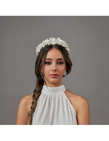 Corona de novia con flores de porcelana - Tienda - 1