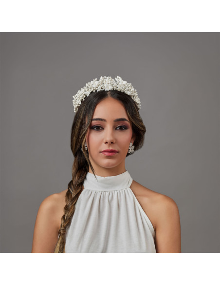 Corona de novia con flores de porcelana - Tienda - 1