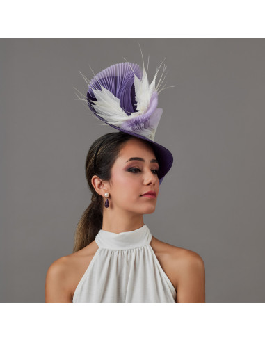 Kentucky Derby purple and white hat - Wedding hats for women - 3