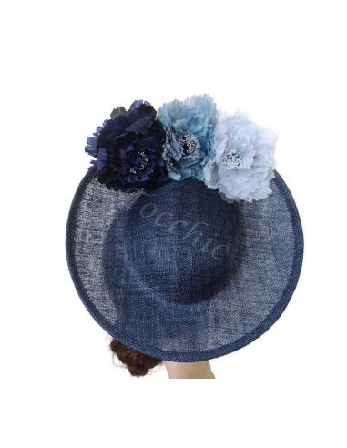 Blue fascinator hat with flowers - Wedding hats for women - 5