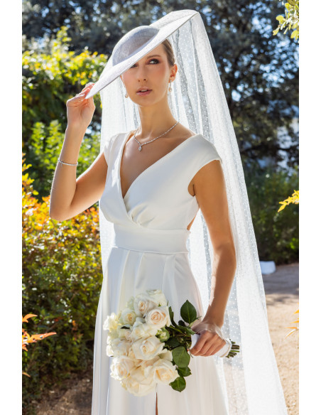Sombrero de novia con velo plumeti blanco - Tienda - 3 Sombrero de novia con velo plumeti blanco - Tienda - 3