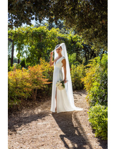 Sombrero de novia con velo plumeti blanco - Tienda - 1 2