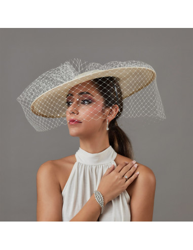 Pamela de boda con velo crema novia - Tocados de novia - 5