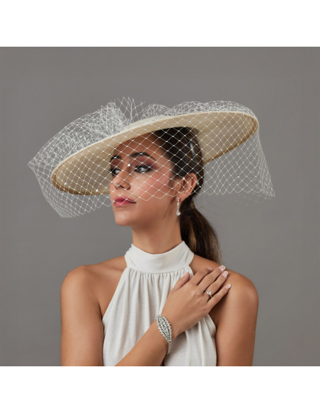 Elegant cream wedding hat with veil - Bridal Hats & Fascinators - 5 Elegant cream wedding hat with veil - Bridal Hats & Fascinators - 5