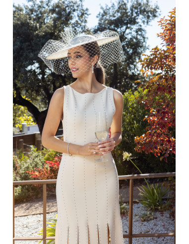 Pamela de boda con velo crema novia - Tocados de novia - 2