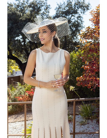 Elegant cream wedding hat with veil - Bridal Hats & Fascinators - 2 Elegant cream wedding hat with veil - Bridal Hats & Fascinators - 2