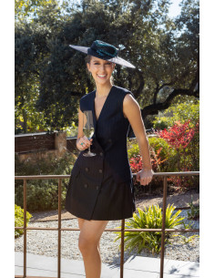 Woman Kentucky derby hat dark blue with crystal green snake - Wedding hats for women - 1 2