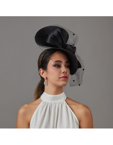 Black veil wedding fascinator - Wedding hats for women - 1