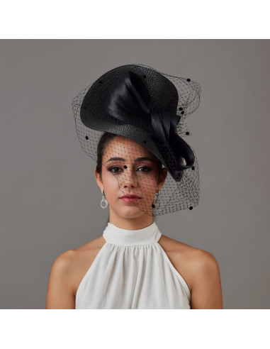 Black veil wedding fascinator - Wedding hats for women - 4